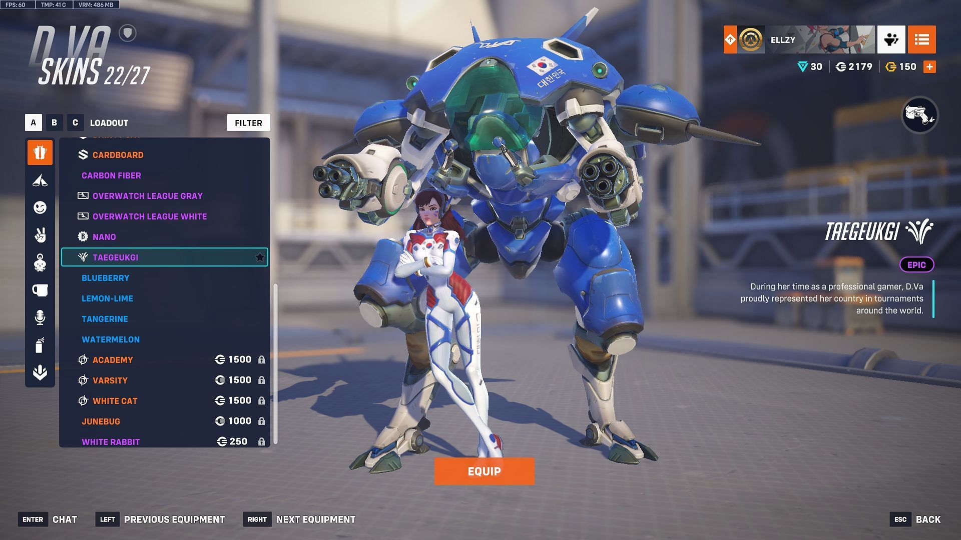 Taegeukgi D.Va skin (Image via Sportskeeda Gaming | Blizzard Entertainment)
